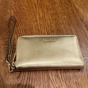 NWT Michael Kors Gold Clutch
